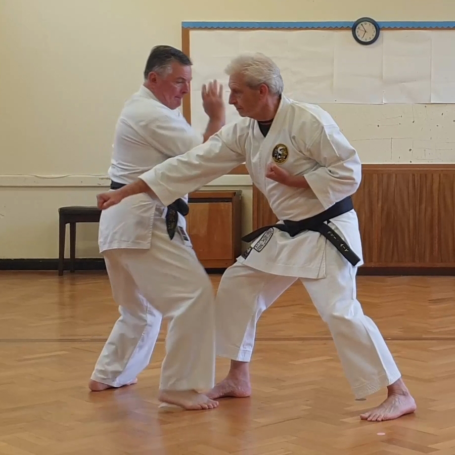 Tori moves forward while keeping pressure on the arm