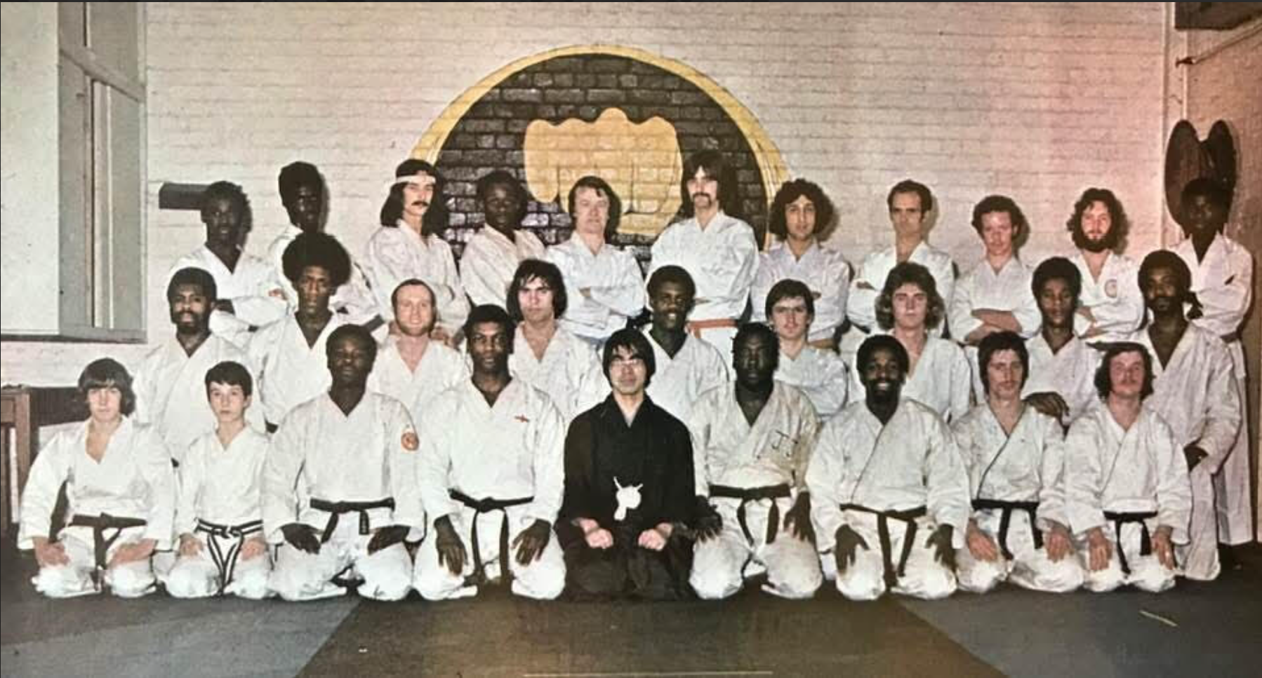 Archive photo of Takamizawa Sensei and Roger Vickerman at the Temple Dojo c1977